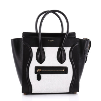 Celine Bicolor Luggage Handbag Leather Micro Black 2425601