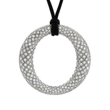 Tiffany & Co. Elsa Peretti Sevillana Pendant Necklace Platinum with Pave Diamonds and Silk Cord Large