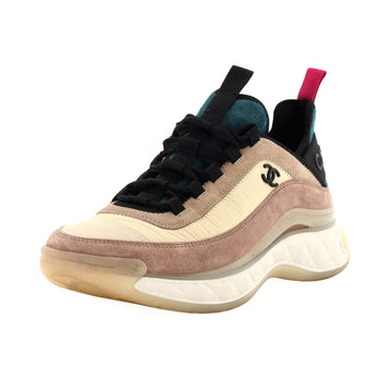 Chanel Women's CC Cap Toe Logo Sneakers Suede and Mixed Fibers
