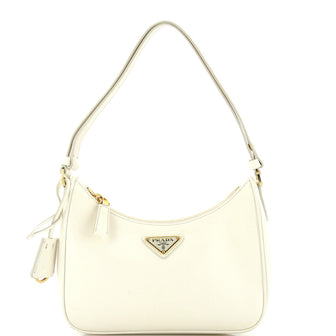 Prada Adjustable Handle Zip Hobo Saffiano Leather Mini