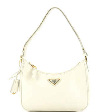 Prada Adjustable Handle Zip Hobo Saffiano Leather Mini