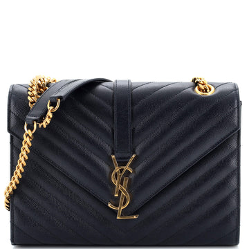 Saint Laurent Classic Monogram Envelope Satchel Matelasse Chevron Leather Medium