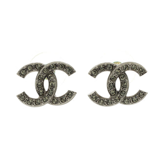 Chanel CC Stud Earrings Metal with Crystals