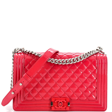 Chanel Boy Flap Bag Quilted Plexiglass Patent New Medium