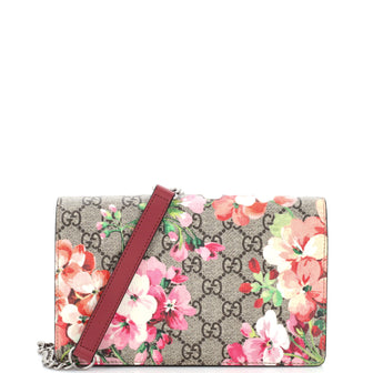 Gucci Chain Wallet Blooms Print GG Coated Canvas