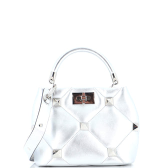 Valentino Garavani Roman Stud Top Handle Bag Quilted Leather Small