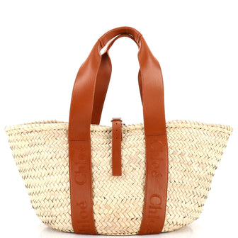 Chloe Sense Basket Raffia with Leather Medium