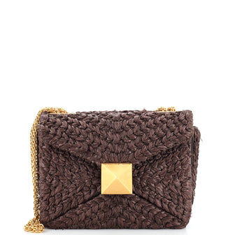Valentino Garavani One Stud Chain Flap Bag Raffia Small