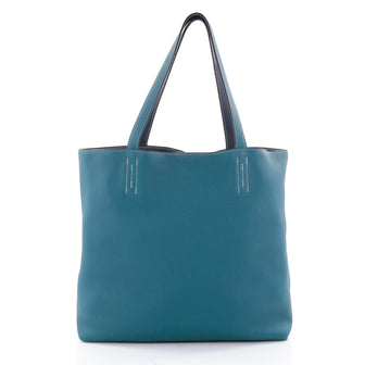 Hermes Double Sens Tote Clemence 45 Blue 2426601