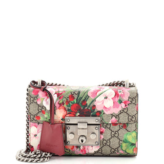 Gucci Padlock Shoulder Bag Blooms Print GG Coated Canvas Small