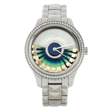Christian Dior VIII Grand Bal Plisse Soleil Automatic Watch Stainless Steel with Diamond Bezel and Dial and Mother of Pearl 36
