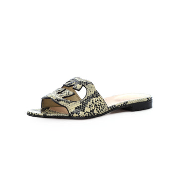 Gucci Women's Interlocking G Cut-Out Slide Sandals Python Print Leather