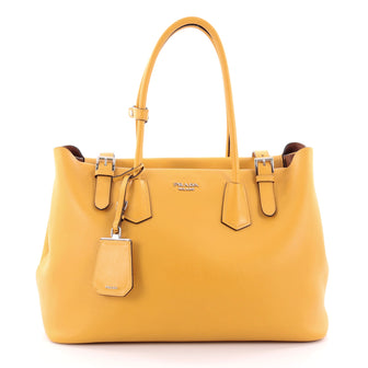 Prada Buckle Tote City Calfskin Large Yellow 2428701