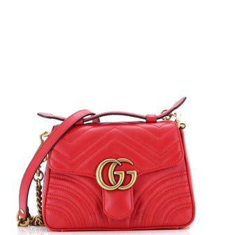 Gucci GG Marmont Top Handle Flap Bag Matelasse Leather Mini