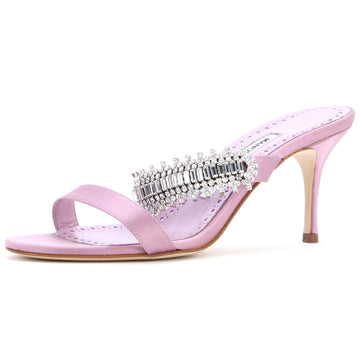 Manolo Blahnik Women's Sako Heeled Sandals Satin 70