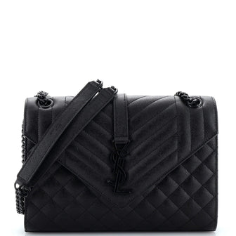 Saint Laurent Classic Monogram Envelope Satchel Mixed Matelasse Leather Medium