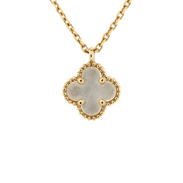 Van Cleef & Arpels Sweet Alhambra Pendant Necklace 18K Yellow Gold and Mother of Pearl