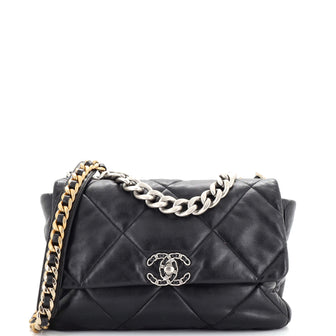 Chanel 19 Flap Bag Quilted Leather Large Black 2429941