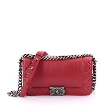 Chanel Reverso Boy Flap Bag Calfskin Old Medium Red 2430102