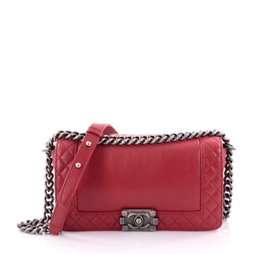 Chanel Reverso Boy Flap Bag Calfskin Old Medium Red 2430102
