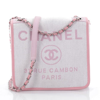 Chanel Deauville Messenger Bag Canvas Small White