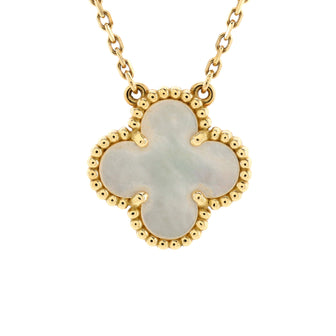 Van Cleef & Arpels Vintage Alhambra Pendant Necklace 18K Yellow Gold and Mother of Pearl