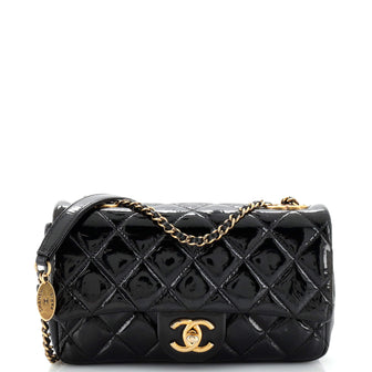 Chanel CC Eyelet Flap Bag Quilted Patent Small