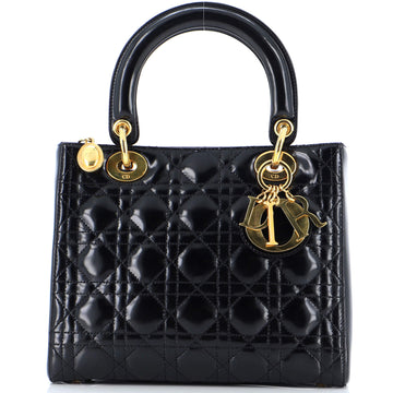 Christian Dior Vintage Lady Dior Bag Cannage Quilt Patent Medium