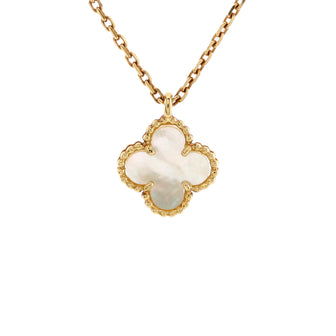 Van Cleef & Arpels Sweet Alhambra Pendant Necklace 18K Yellow Gold and Mother of Pearl