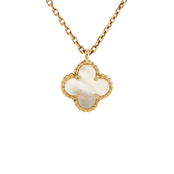 Van Cleef & Arpels Sweet Alhambra Pendant Necklace 18K Yellow Gold and Mother of Pearl