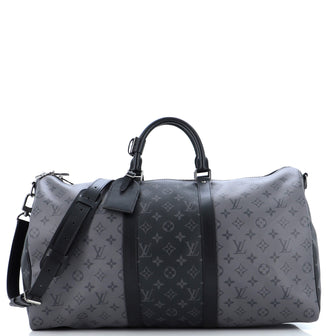 Louis Vuitton Keepall Bandouliere Bag Reverse Monogram Eclipse Canvas 50