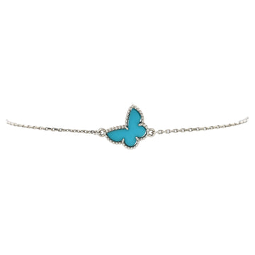 Van Cleef & Arpels Sweet Alhambra Butterfly Bracelet 18K White Gold and Turquoise
