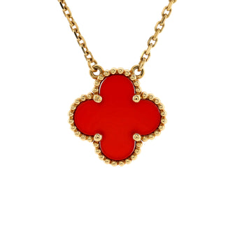 Van Cleef & Arpels Vintage Alhambra Pendant Necklace 18K Yellow Gold and Carnelian