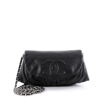 Chanel Half Moon Wallet on Chain Caviar Black
