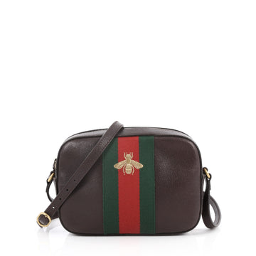 Gucci Bee Web Camera Bag Leather Brown 2431501