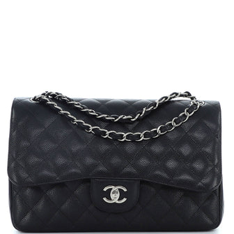 Chanel Classic Double Flap Bag Quilted Caviar Jumbo