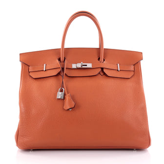 Hermes Birkin Handbag Orange Clemence with Palladium 2431602