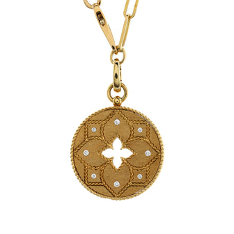 Roberto Coin Venetian Princess Medallion Pendant Necklace 18K Yellow Gold with Diamonds
