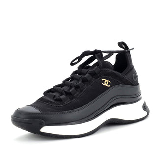 Chanel Women's CC Cap Toe Logo Sneakers Suede and Mixed Fibers