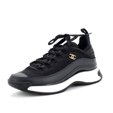 Chanel Women's CC Cap Toe Logo Sneakers Suede and Mixed Fibers