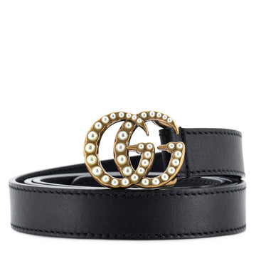 Gucci Pearly GG Marmont Belt Leather Thin