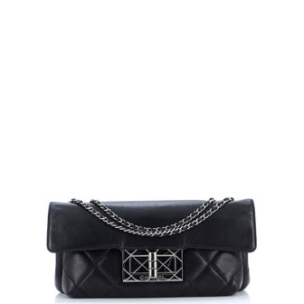Chanel Giant Mademoiselle Lock Chain Shoulder Bag Quilted Leather Small