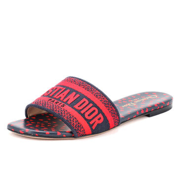 Christian Dior Women's Dway Flat Sandals Embroidered Canvas