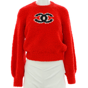 Chanel Women's CC Teddy Crewneck Sweater Wool Blend
