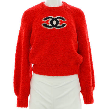 Chanel Women's CC Teddy Crewneck Sweater Wool Blend