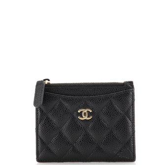 Chanel CC Zip Card Holder Quilted Caviar Black 2433071