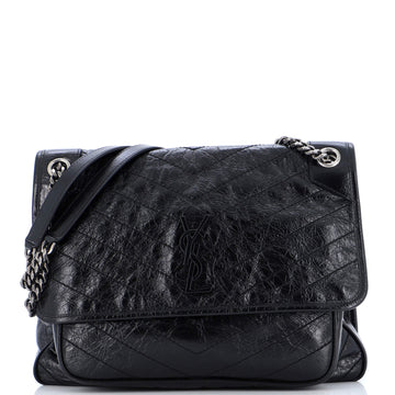 Saint Laurent Niki Chain Flap Bag Matelasse Chevron Leather Large