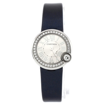 Cartier Ballon Blanc de Cartier Quartz Watch Stainless Steel and Leather with Diamond Bezel 26