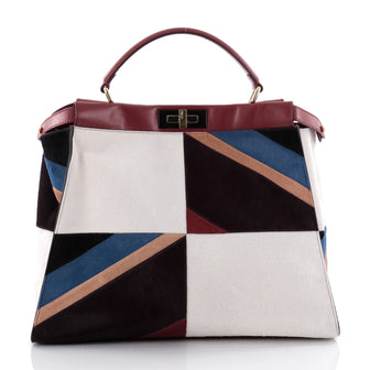 Fendi Peekaboo Handbag Calf Hair Large White 2433601