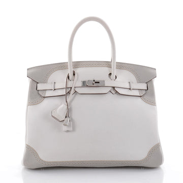 Hermes Birkin Ghillies Handbag White and Gray Swift with 2433801